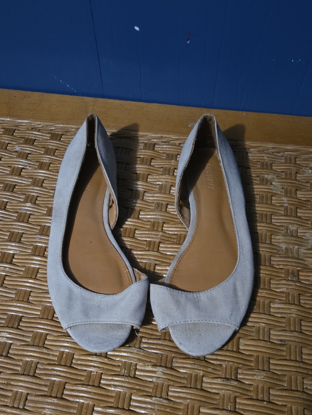 Old Navy Tan Suede Peep-Toe D'Orsay Flats